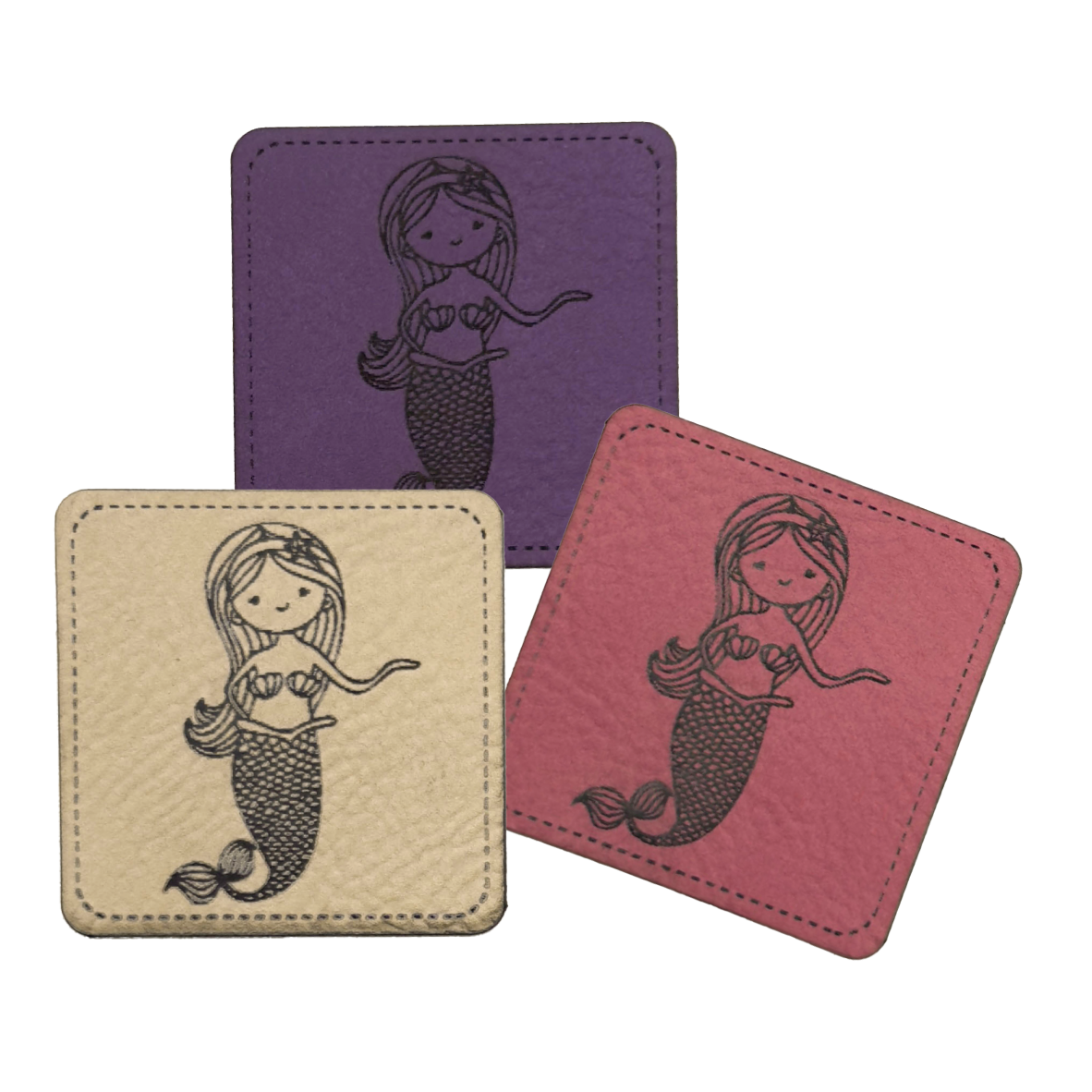 artificial leather label "Mermaid with Shell"