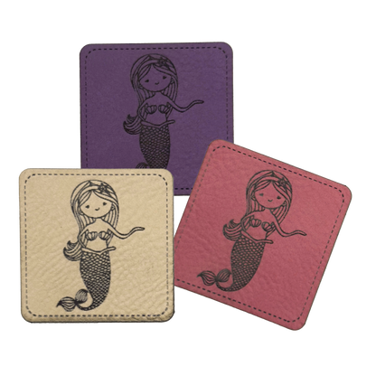 artificial leather label "Mermaid with Shell"