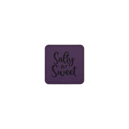 Faux leather label "Salty but Sweet"