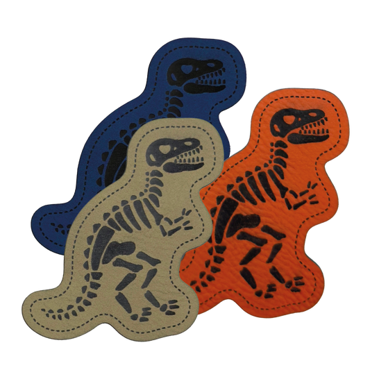 Faux leather label “Dino skeleton TRex”