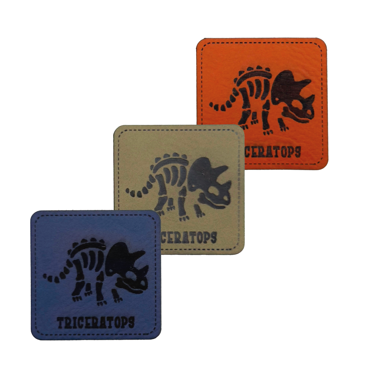 artificial leather label "Dino Skeleton Triceratops"