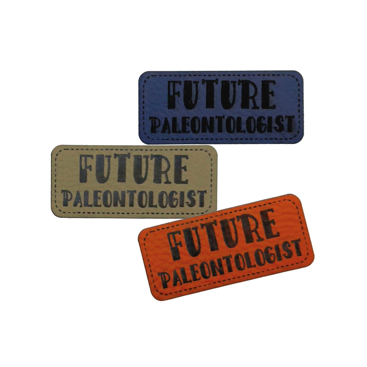 Faux leather label "Future Paleontologist"