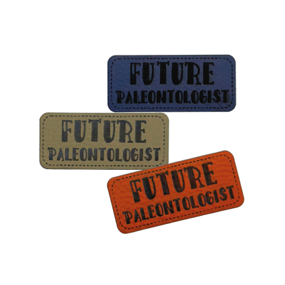 Faux leather label "Future Paleontologist"