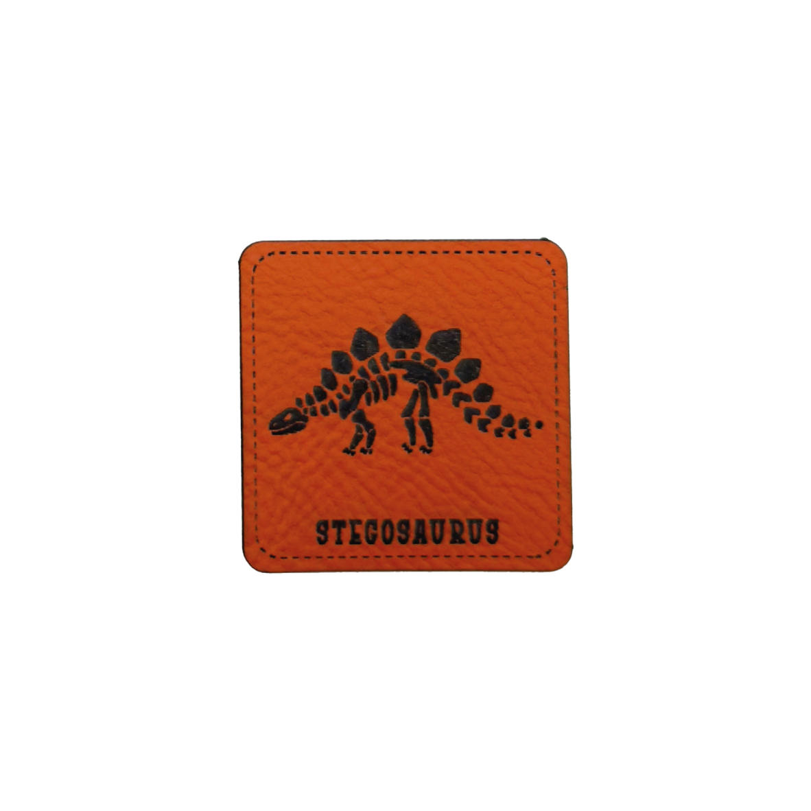 Faux leather label "Dino-Skeleton Stegosaurus"