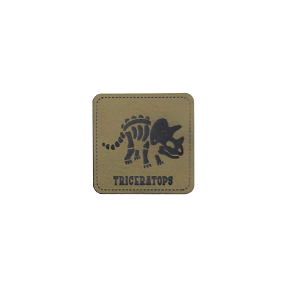 artificial leather label "Dino Skeleton Triceratops"