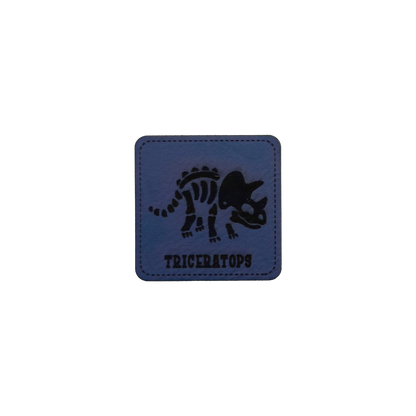 artificial leather label "Dino Skeleton Triceratops"