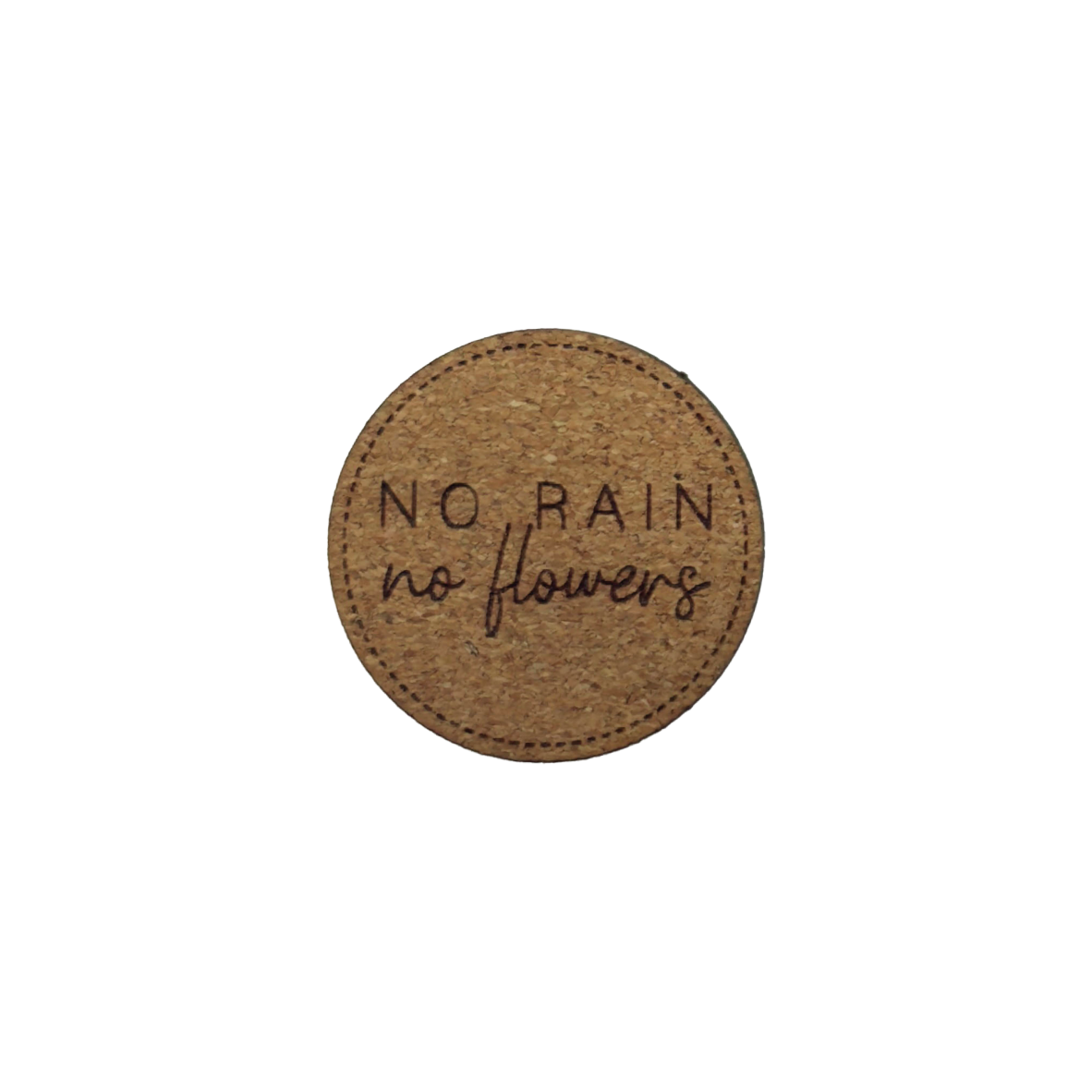 Kunstlederlabel "No Rain, No Flowers"