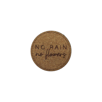 Kunstlederlabel "No Rain, No Flowers"