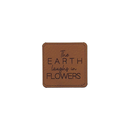 Kunstlederlabel "The Earth laughs in Flowers"